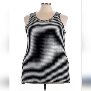 Cynthia Rowley Striped Plus Tank Top with Rhinestone Neckline 💎✨